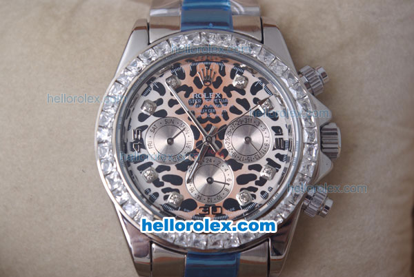 Rolex Daytona Oyster Perpetual Automatic Diamond Bezel with Leopard Print Dial and Diamond Marking - Click Image to Close